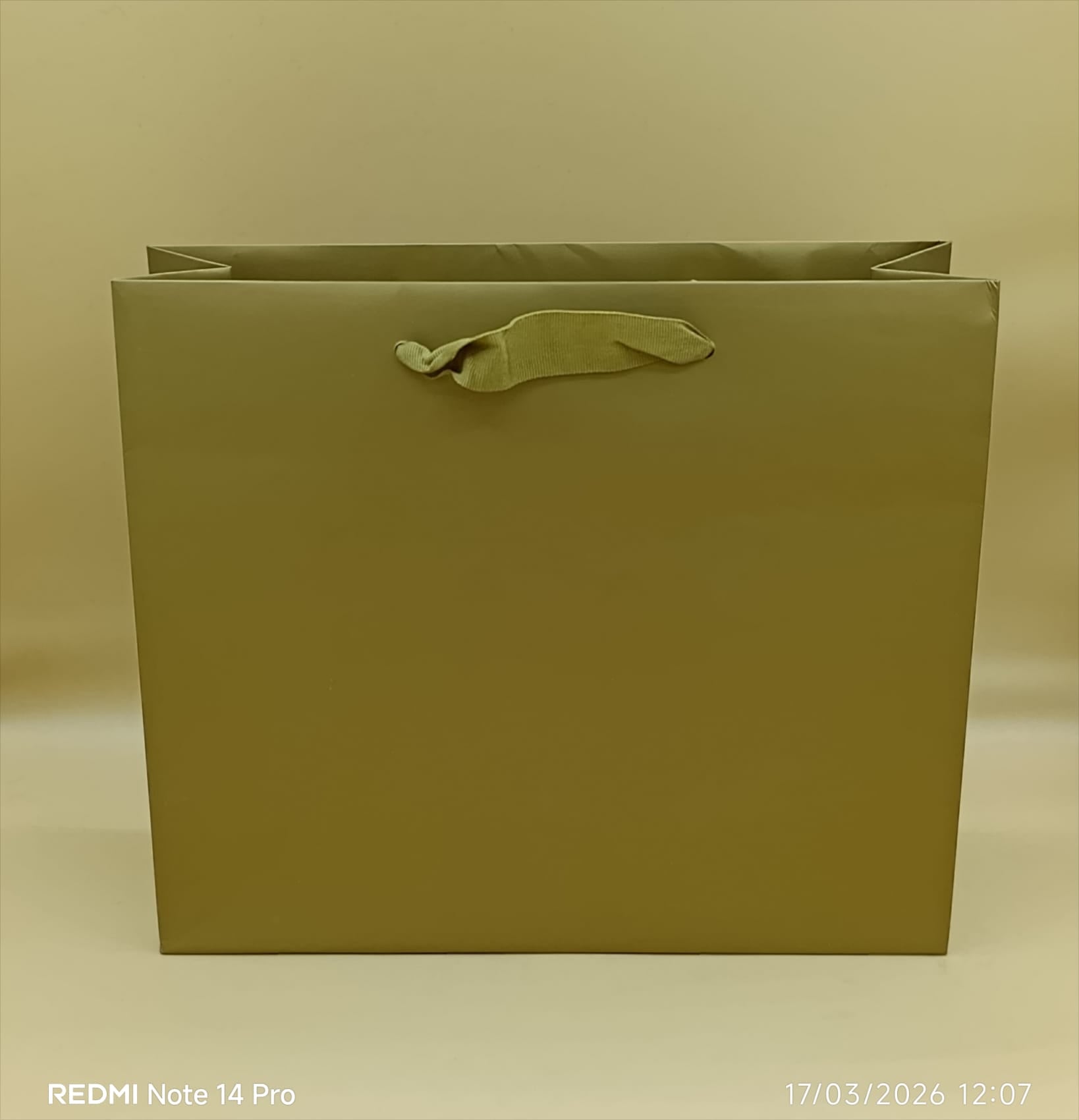 Shopper Lux con Manico in Fettuccia di Cotone Oro