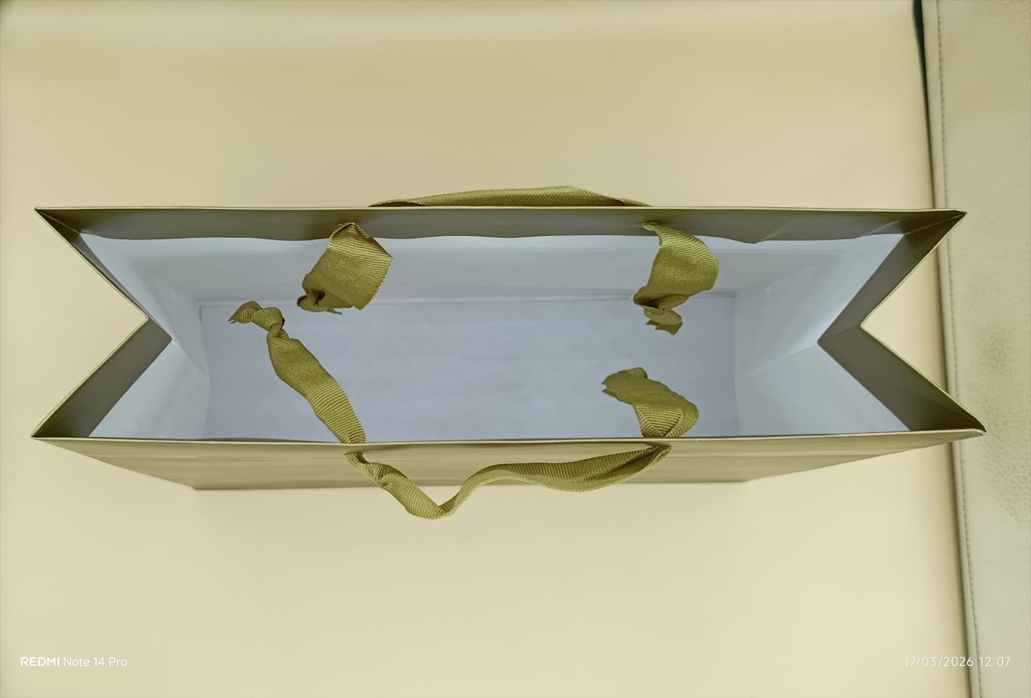 Shopper Lux con Manico in Fettuccia di Cotone Oro