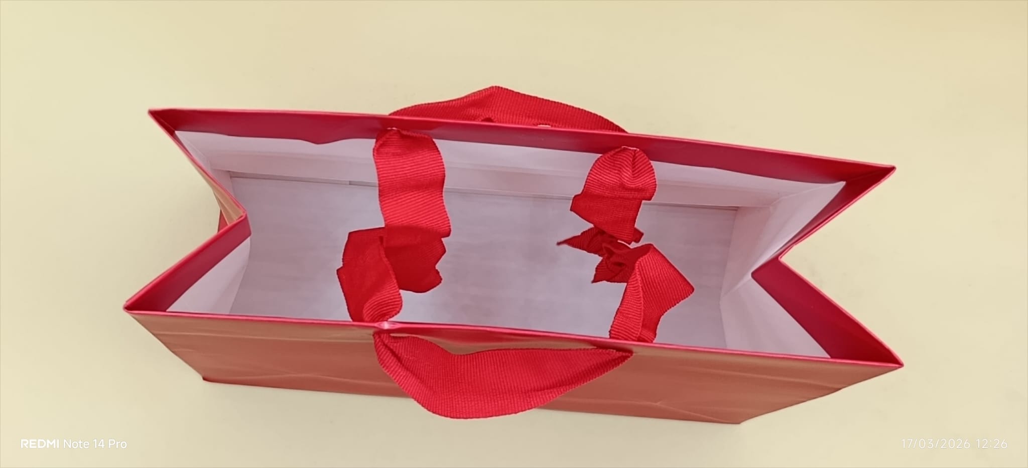 Shopper Lux con Manico in Fettuccia di Cotone Rosso