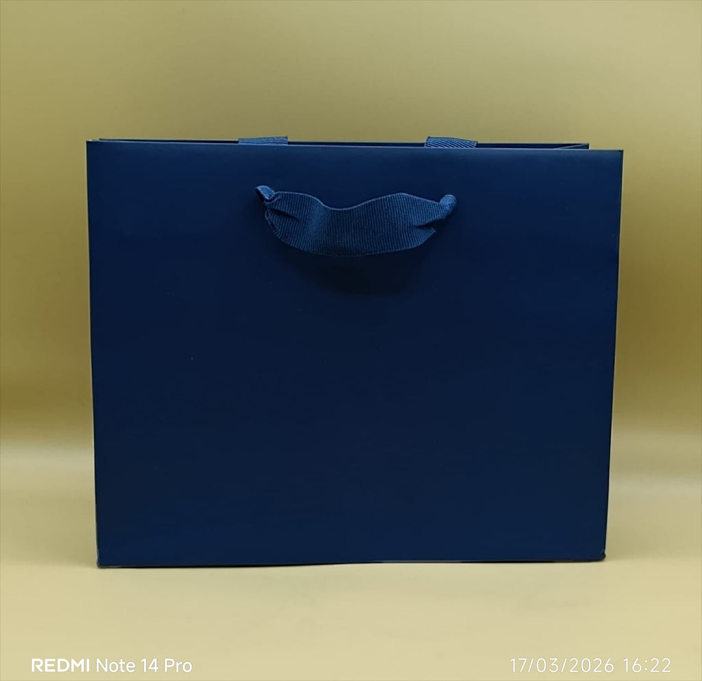 Shopper Lux con Manico in Fettuccia di Cotone Blu