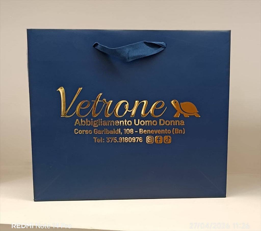 Shopper Lux con Manico in Fettuccia di Cotone Blu