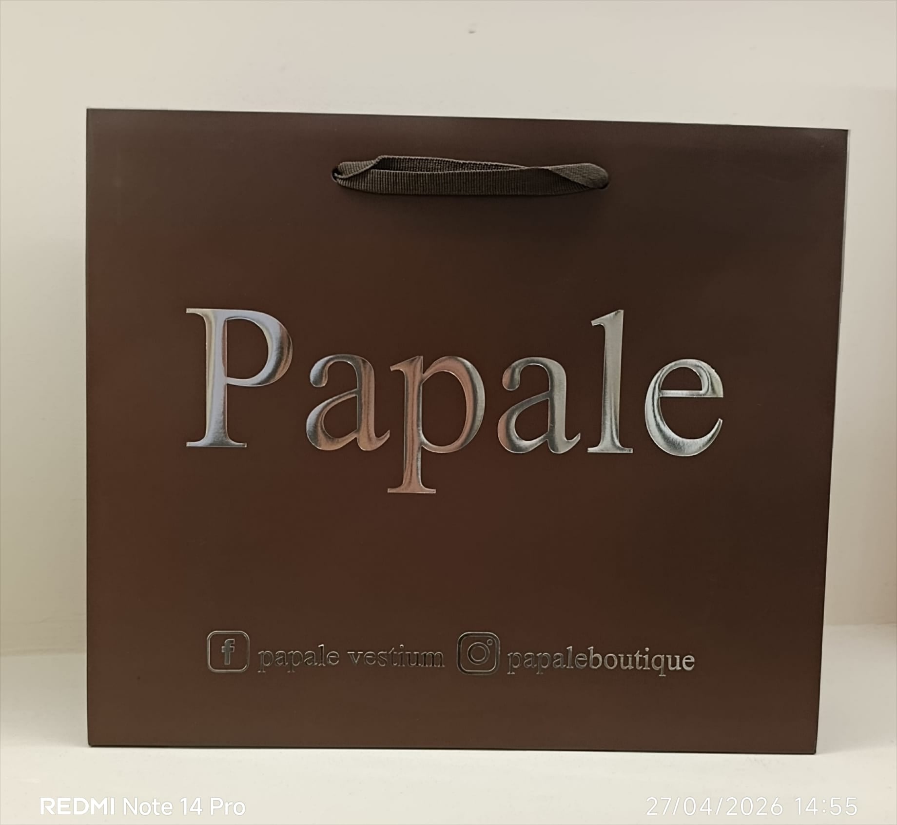 Shopper Lux con Manico in Fettuccia di Cotone Marrone