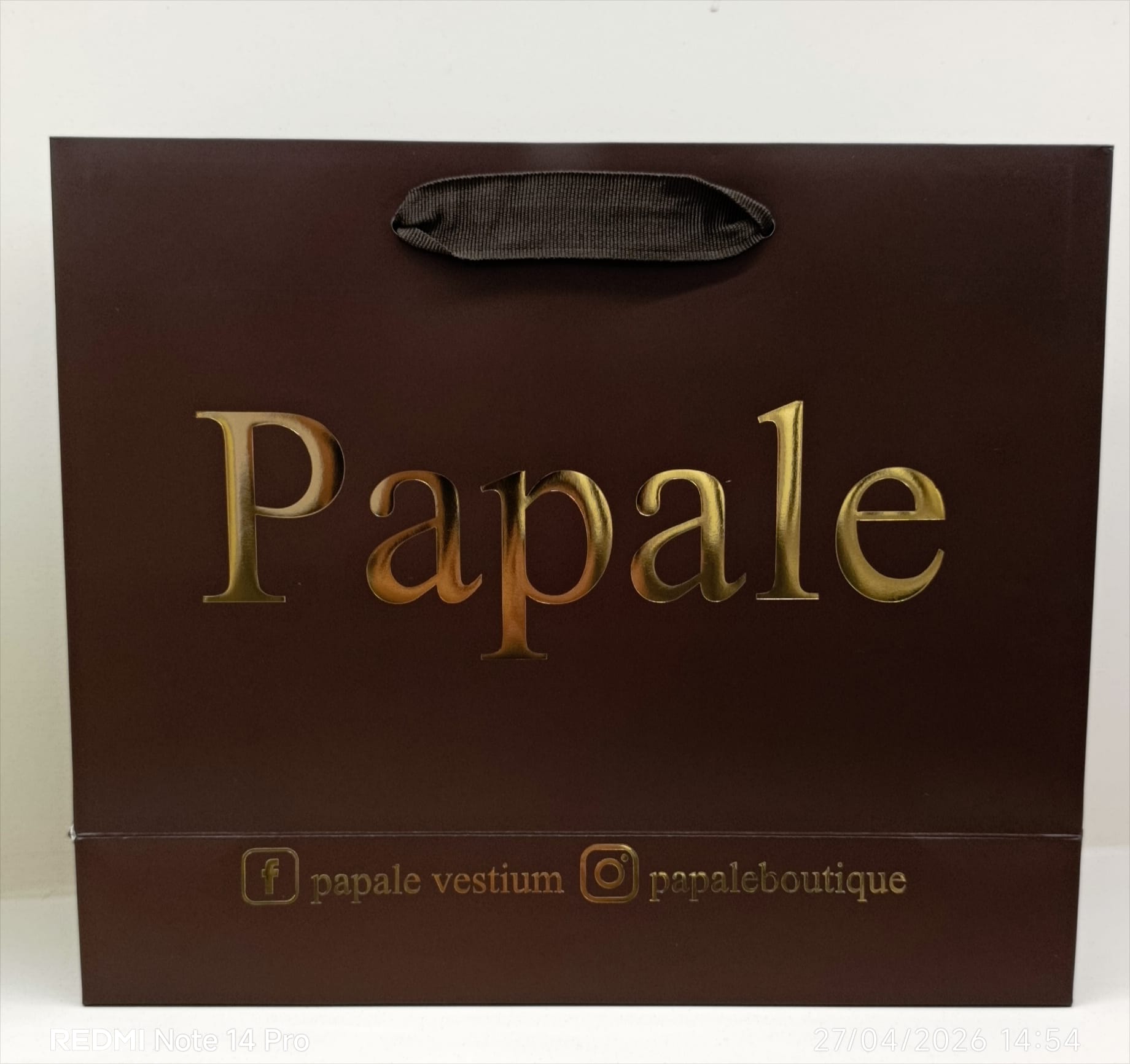 Shopper Lux con Manico in Fettuccia di Cotone Marrone